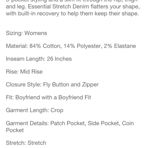 Denizen from Levi’s womens mid rise cropped boyfriend jeans nwt - Picture 4 of 7